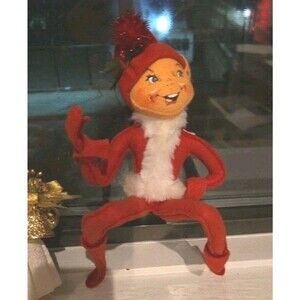 2002 Annalee 15.5” Red Elf Large In Squat Position